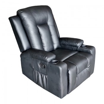 Πολυθρόνα relax Gessel pakoworld PU σε μαύρη απόχρωση 80x90x98εκ