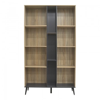 Βιβλιοθήκη Zezan pakoworld σε sonoma-ανθρακί απόχρωση 114x30x200.5εκ