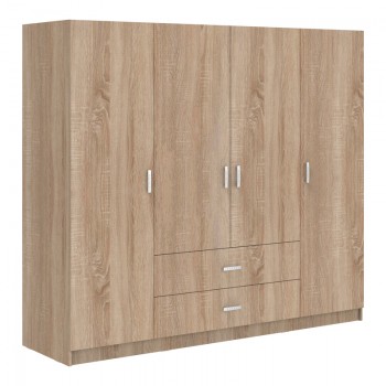 Ντουλάπα τετράφυλλη Royal pakoworld με συρτάρια sonoma 200x58x177εκ