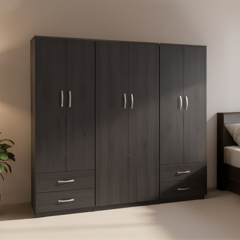 Ντουλάπα εξάφυλλη Athos pakoworld wenge 240x42x180εκ