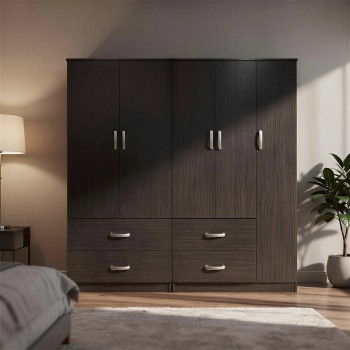 Ντουλάπα πεντάφυλλη Athos pakoworld wenge 170x42x180εκ