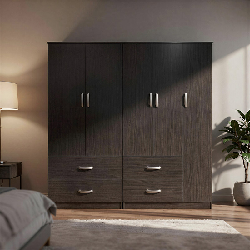 Ντουλάπα πεντάφυλλη Athos pakoworld wenge 170x42x180εκ