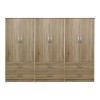 Ντουλάπα εξάφυλλη με συρτάρια Athos pakoworld sonoma 240x42x180εκ