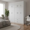 Ντουλάπα πεντάφυλλη με πατάρι Athos I pakoworld λευκή 170x42x240εκ