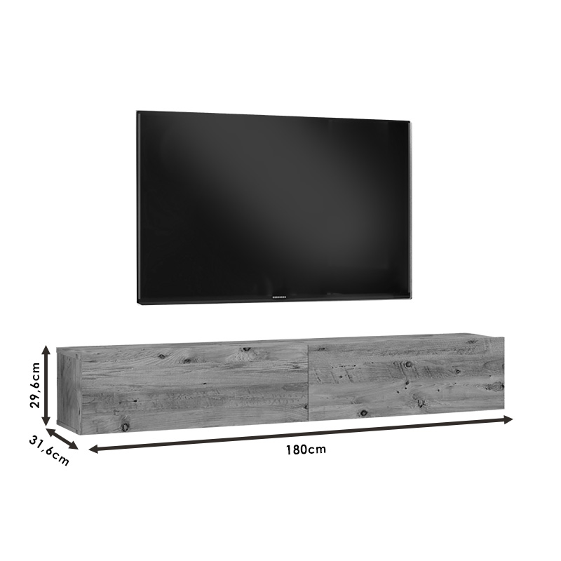 Έπιπλο τηλεόρασης επιτοίχιο Dello pakoworld λευκό-oak 180x31.6x29.6εκ