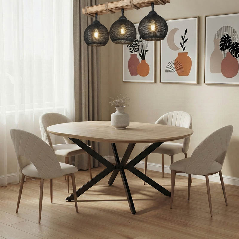 Tραπέζι Lydia pakoworld MDF επεκτεινόμενο καρυδί-μαύρο 120-160x120x79εκ