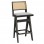 Σκαμπό bar Winslow pakoworld ξύλο rubberwood μαύρο-pvc rattan φυσικό-ύφασμα γκρι 44.5x46x98εκ