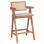 Σκαμπό bar Winslow pakoworld ξύλο rubberwood ανοικτό καρυδί-pvc rattan φυσικό-ύφασμα γκρι