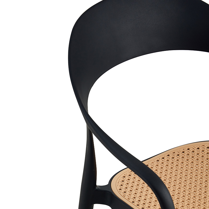 Πολυθρόνα Ember στοιβαζόμενη pakoworld με UV protection PP μπεζ-μαύρο 52.5x56.5x81εκ.