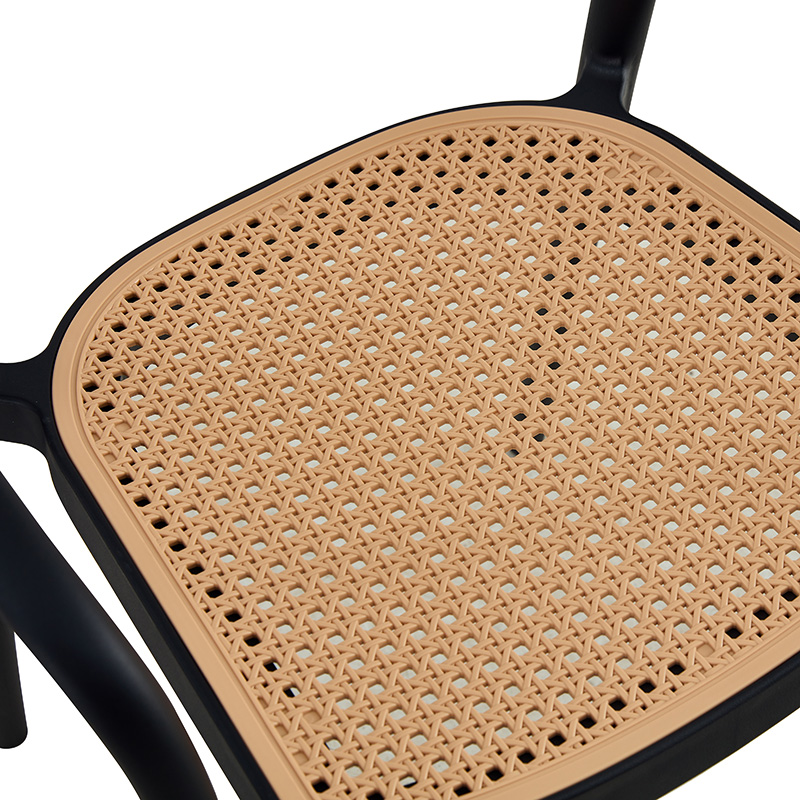 Πολυθρόνα Ember στοιβαζόμενη pakoworld με UV protection PP μπεζ-μαύρο 52.5x56.5x81εκ.