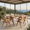 Τραπεζαρία Winslow Ι pakoworld σετ 7τεμ ξύλο rubberwood ανοιχτό καρυδί 160x85x75εκ