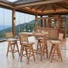 Τραπεζαρία μπαρ Winslow pakoworld σετ 5τεμ ξύλο rubberwood ανοιχτό καρυδί 120x45x100εκ