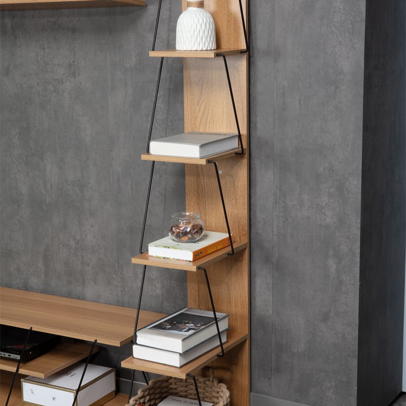 Βιβλιοθήκη mini Tars pakoworld sonoma-μαύρο 50x22x150εκ