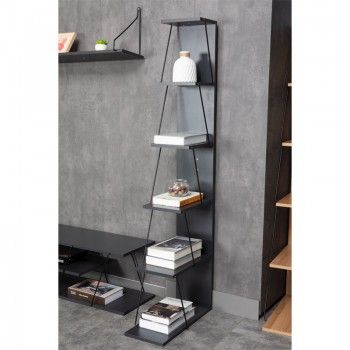 Βιβλιοθήκη mini Tars pakoworld ανθρακί-μαύρο 50x22x150εκ