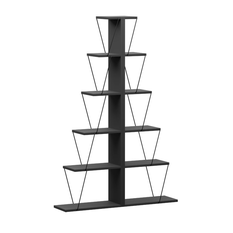 Βιβλιοθήκη mini Tars pakoworld ανθρακί-μαύρο 100x22x150εκ
