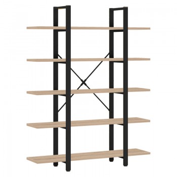 Βιβλιοθήκη Esthon pakoworld φυσικό-μαύρο μέταλλο 120x32x184εκ