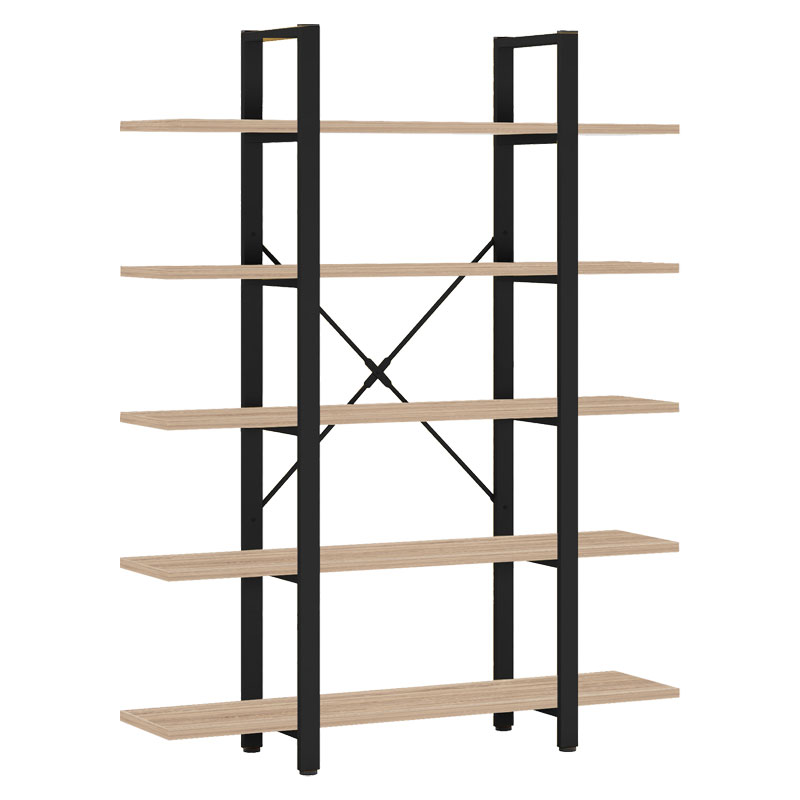 Βιβλιοθήκη Esthon pakoworld φυσικό-μαύρο μέταλλο 120x32x184εκ