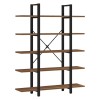 Βιβλιοθήκη Esthon pakoworld καρυδί-μαύρο μέταλλο 120x32x184εκ