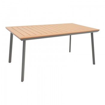Τραπέζι Griffith pakoworld ανθρακί αλουμίνιο και plywood σε φυσική απόχρωση 160x90x74εκ
