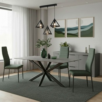 Τραπέζι Bethan pakoworld sintered stone γκρι cement-μαύρο 180x90x75εκ