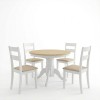 Τραπεζαρία Dallan Lars pakoworld 5τεμ λευκό rubberwood Φ100(+38)x100x75εκ