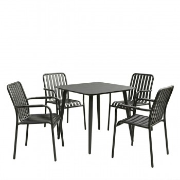 Τραπεζαρία Heven Vista pakoworld σετ 5τεμ μαύρο αλουμίνιο 80x80x72εκ