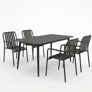 Τραπεζαρία Heven Vista pakoworld σετ 5τεμ μαύρο αλουμίνιο 120x70x72εκ