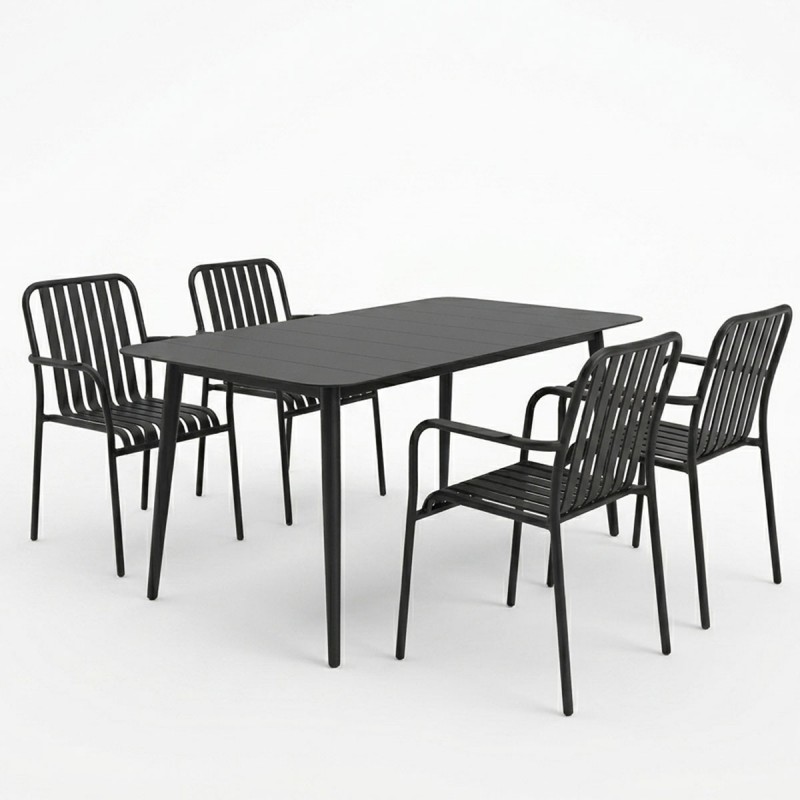 Τραπεζαρία Heven Vista pakoworld σετ 5τεμ μαύρο αλουμίνιο 120x70x72εκ