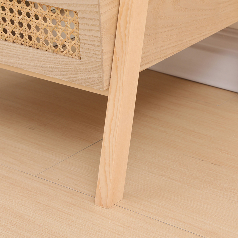 Ραφιέρα επιδαπέδια 3όροφη Scandy pakoworld mdf-rattan σε φυσική απόχρωση 44x37x110εκ