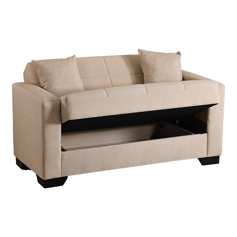 Καναπές Κρεβάτι διθέσιος Vox pakoworld με αποθηκευτικό χώρο μπεζ ύφασμα 150x84x83εκ
