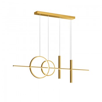 Φωτιστικό οροφής Neron pakoworld led χρυσό μεταλλικό 100x25x26εκ