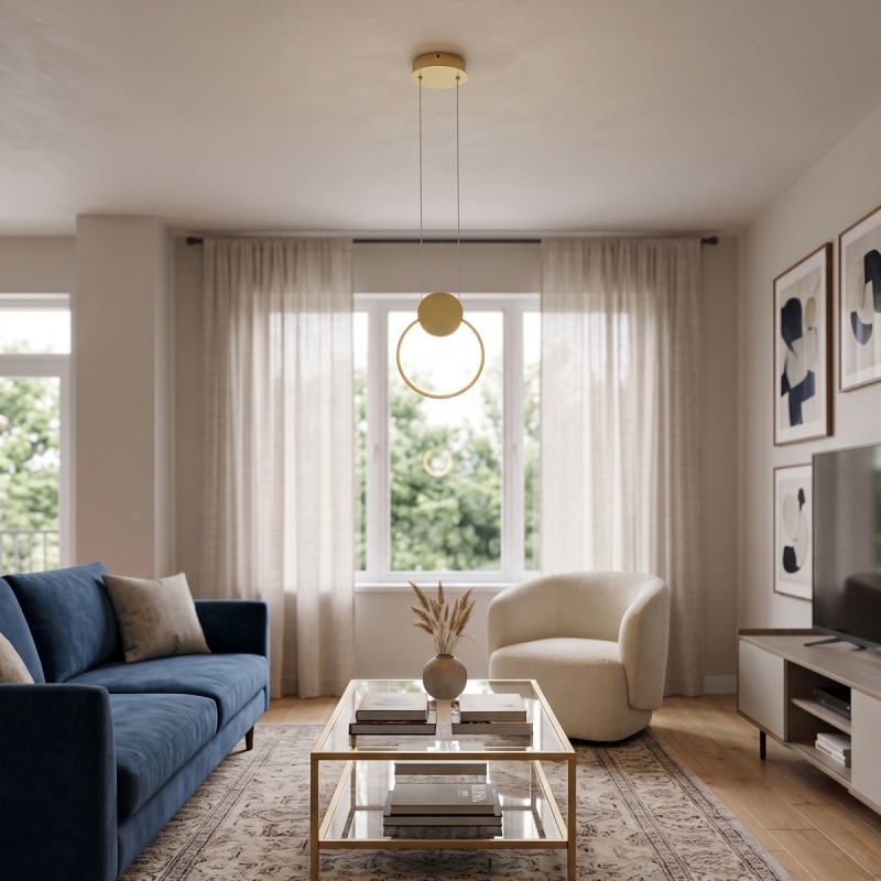 Φωτιστικό οροφής Ganden pakoworld led χρυσό μεταλλικό Φ26,5x20εκ