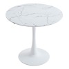 Tραπέζι Balou pakoworld sintered stone σε λευκή απόχρωση με όψη μαρμάρου-βάση λευκό μέταλλο Φ90x73εκ
