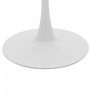 Tραπέζι Balou pakoworld sintered stone σε λευκή απόχρωση με όψη μαρμάρου-βάση λευκό μέταλλο Φ120x73εκ