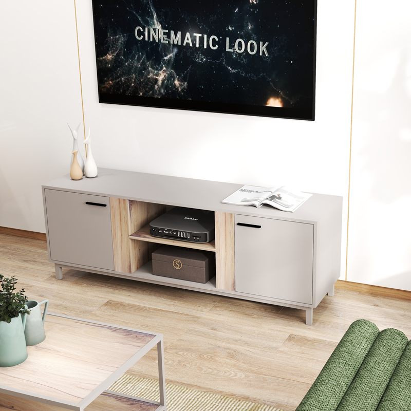 Έπιπλο τηλεόρασης Polenio pakoworld cappuccino με φυσικό 150x40x53εκ