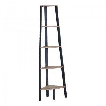Γωνιακή βιβλιοθήκη Arvia pakoworld oak με μαύρο μέταλλο 53.4x37.8x160.3εκ