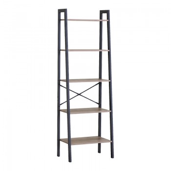 Βιβλιοθήκη Jebia pakoworld oak με μαύρο μέταλλο 56x37x172.2εκ