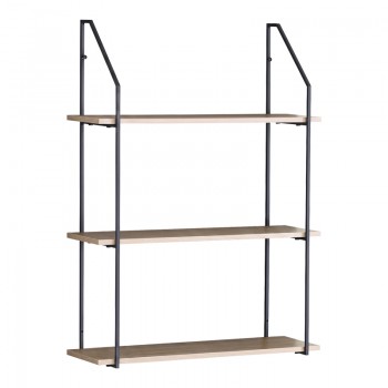 Ραφιέρα τοίχου Fema pakoworld oak με μαύρο μέταλλο 60x20x80εκ
