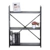 Βιβλιοθήκη-ραφιέρα Manlo pakoworld μαύρο μέταλλο 58.6x23.5x80εκ