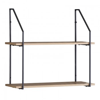 Ραφιέρα τοίχου Fema pakoworld oak με μαύρο μέταλλο 60x20x52εκ