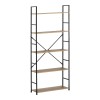 Βιβλιοθήκη Manlo pakoworld oak με μαύρο μέταλλο 58.6x23.5x144εκ