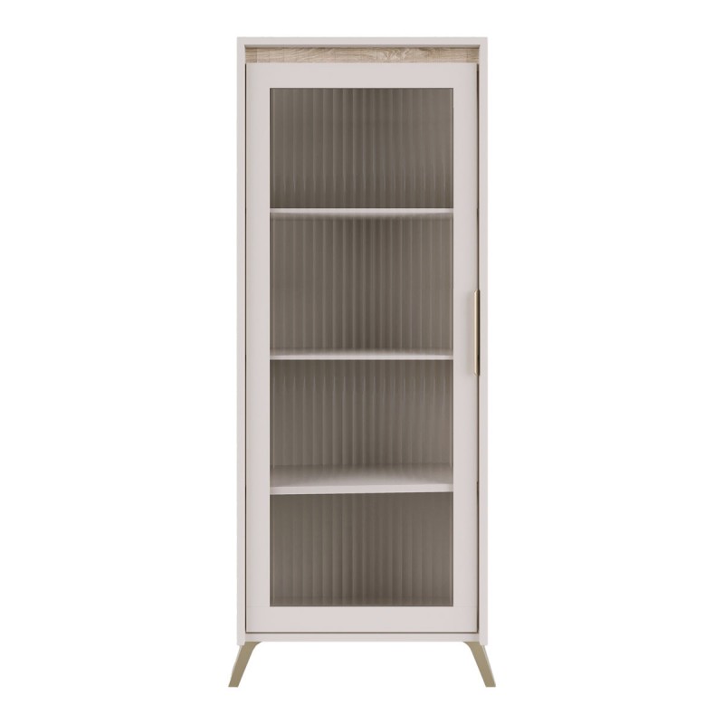 Βιτρίνα Belka pakoworld κρεμ με oak 55,6x45x152,6εκ