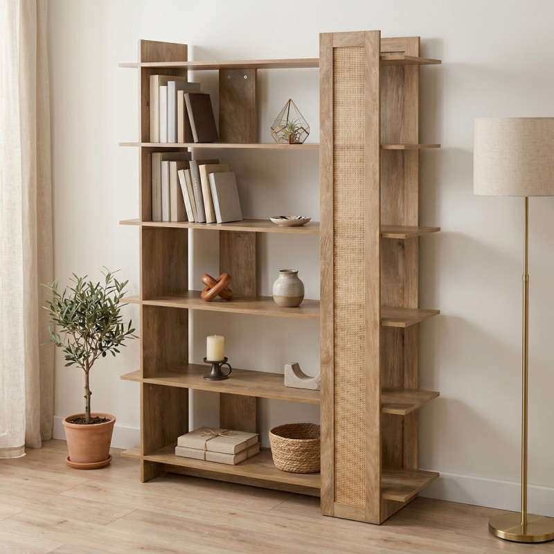 Βιβλιοθήκη Oslo pakoworld sonoma 100x32x146.5εκ