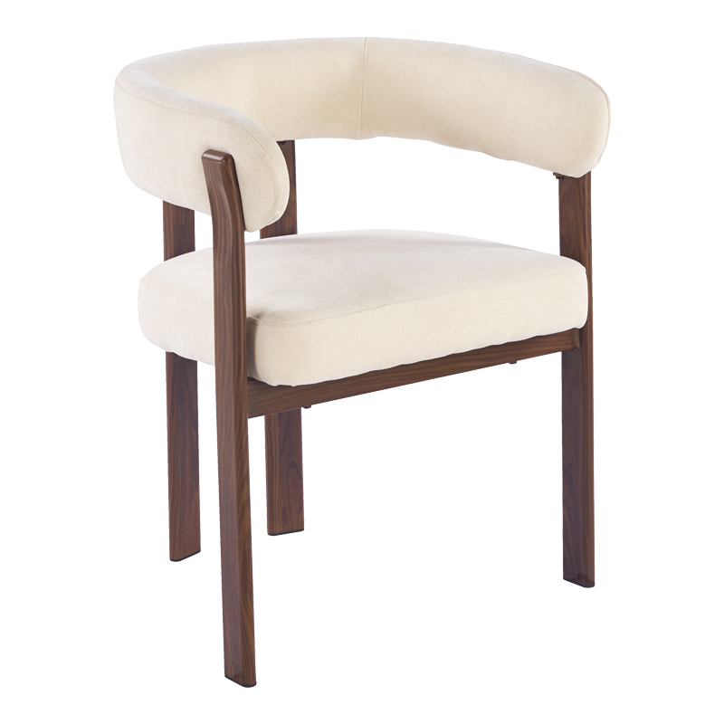 Πολυθρόνα Erebus pakoworld κρεμ ύφασμα με καρυδί μεταλλικά πόδια 64x55x76,5εκ