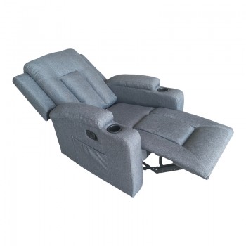 Πολυθρόνα relax με μηχανισμό massage Gessel pakoworld ανθρακί ύφασμα 80x90x98εκ