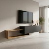 Έπιπλο τηλεόρασης επιτοίχιο Olande pakoworld oak-μαύρο 210x35x48εκ