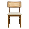 Καρέκλα Raffles pakoworld καρυδί rubberwood με pe rattan και εκρού ύφασμα 47x48x83.5εκ
