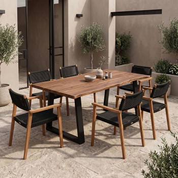 Τραπέζι Miles pakoworld μασίφ ξύλο ακακίας καρυδί 200x100x76εκ