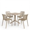 Τραπεζαρία Zoi Groovy pakoworld σετ 5τεμ cappuccino PP 80x80x74εκ