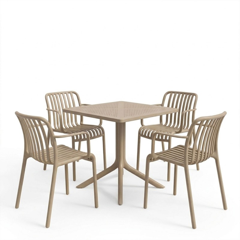 Τραπεζαρία Zoi Groovy pakoworld σετ 5τεμ cappuccino PP 80x80x74εκ
